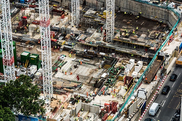 workers at construction project site